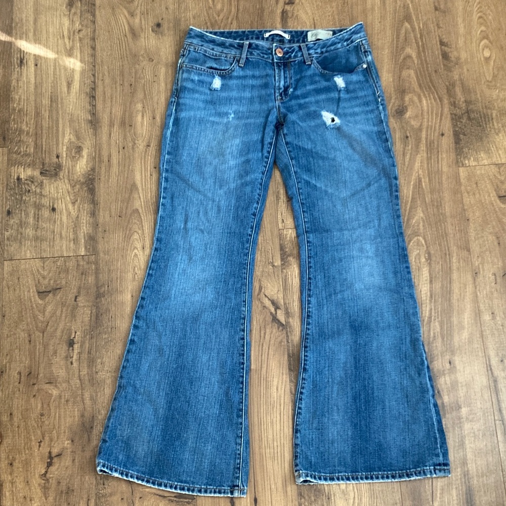 GAP Vintage Distressed Blue Flare Jeans